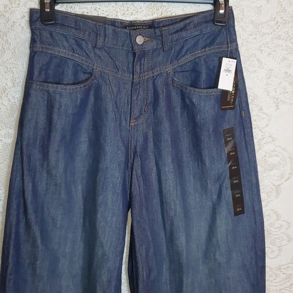 High-Rise Dark Wash Wide-Leg Yoke Jean - Picture 2 of 15